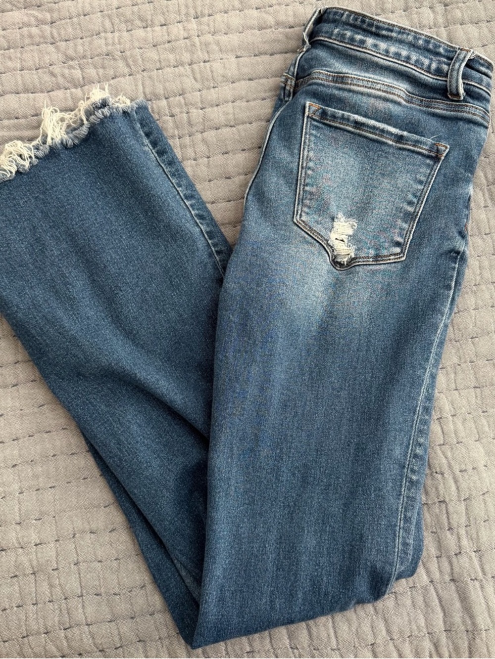 Flying Monkey Women’s Mid Wash Blue Distressed Flare Jeans Size 28